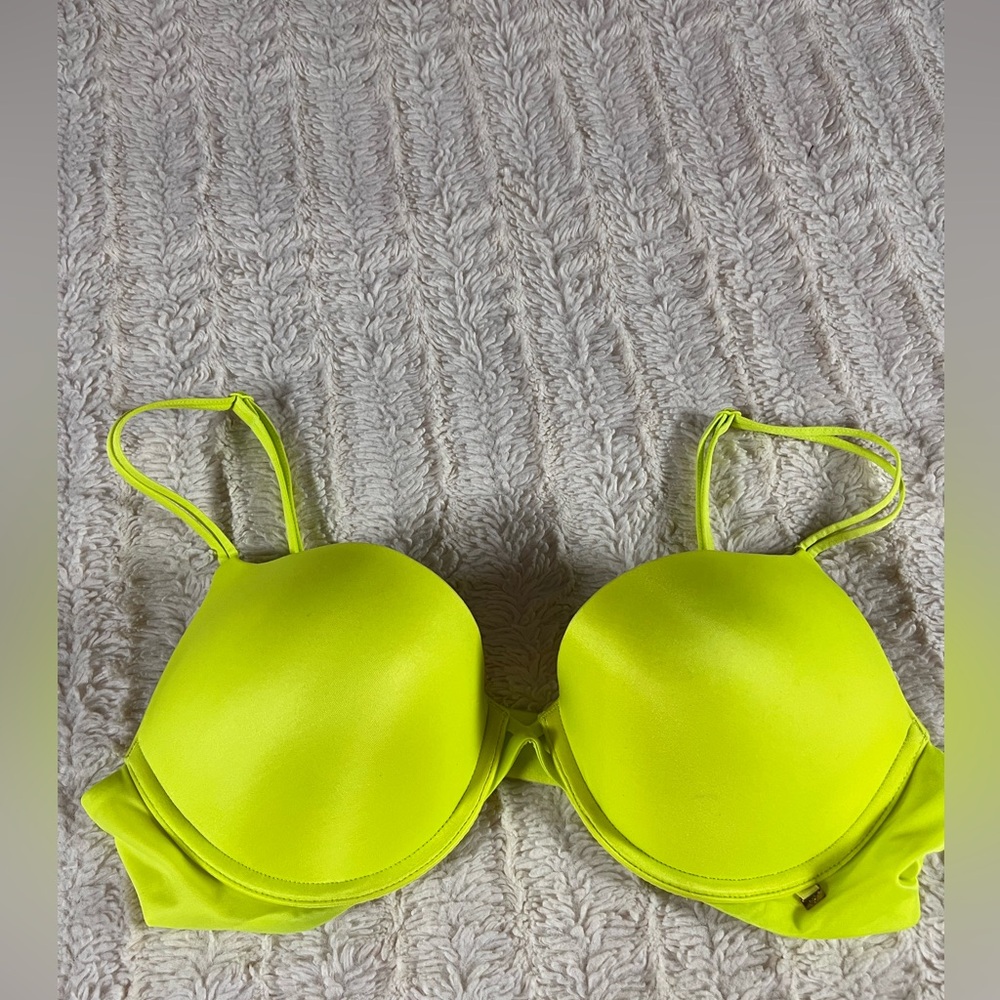 Victoria's Secret Push Up Bra & Panties  Set Neon Green Lace 34C M NWT, NWOT - Picture 3 of 7